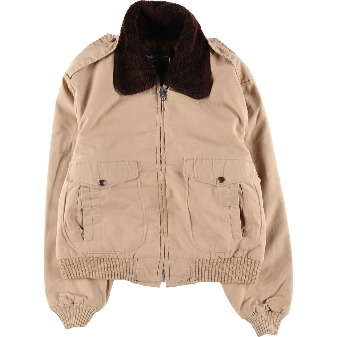 Vintage 1980'S David Peyser padded jacket with boa collar, made in the USA, size L, men's unclear Beige type Vintage Second Hand