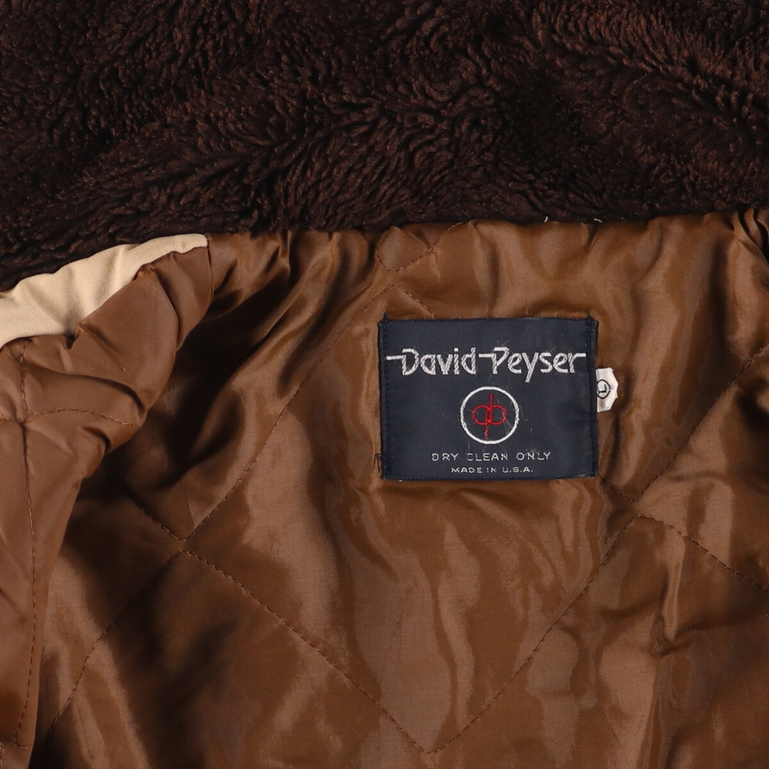 Vintage 1980'S David Peyser padded jacket with boa collar, made in the USA, size L, men's unclear Beige type Vintage Second Hand