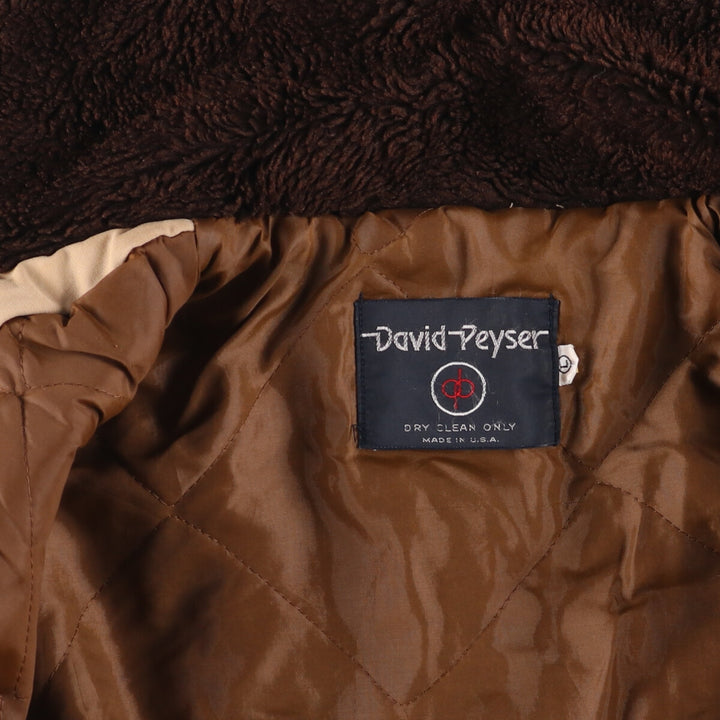 Vintage 1980'S David Peyser padded jacket with boa collar, made in the USA, size L, men's unclear Beige type Vintage Second Hand