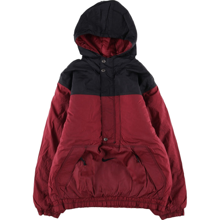 Vintage 90'S Nike padded anorak parka with back logo, men's size XL Nylon red type Vintage Second Hand