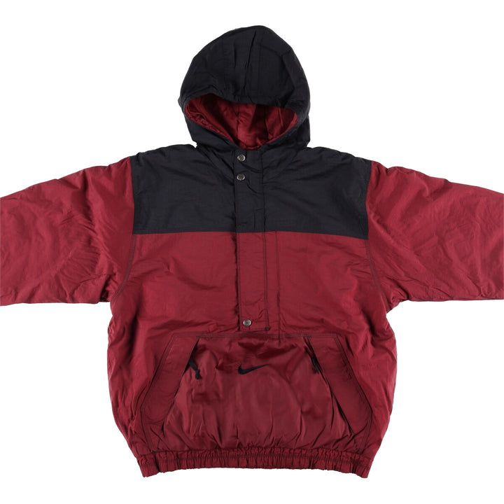 Vintage 90'S Nike padded anorak parka with back logo, men's size XL Nylon red type Vintage Second Hand