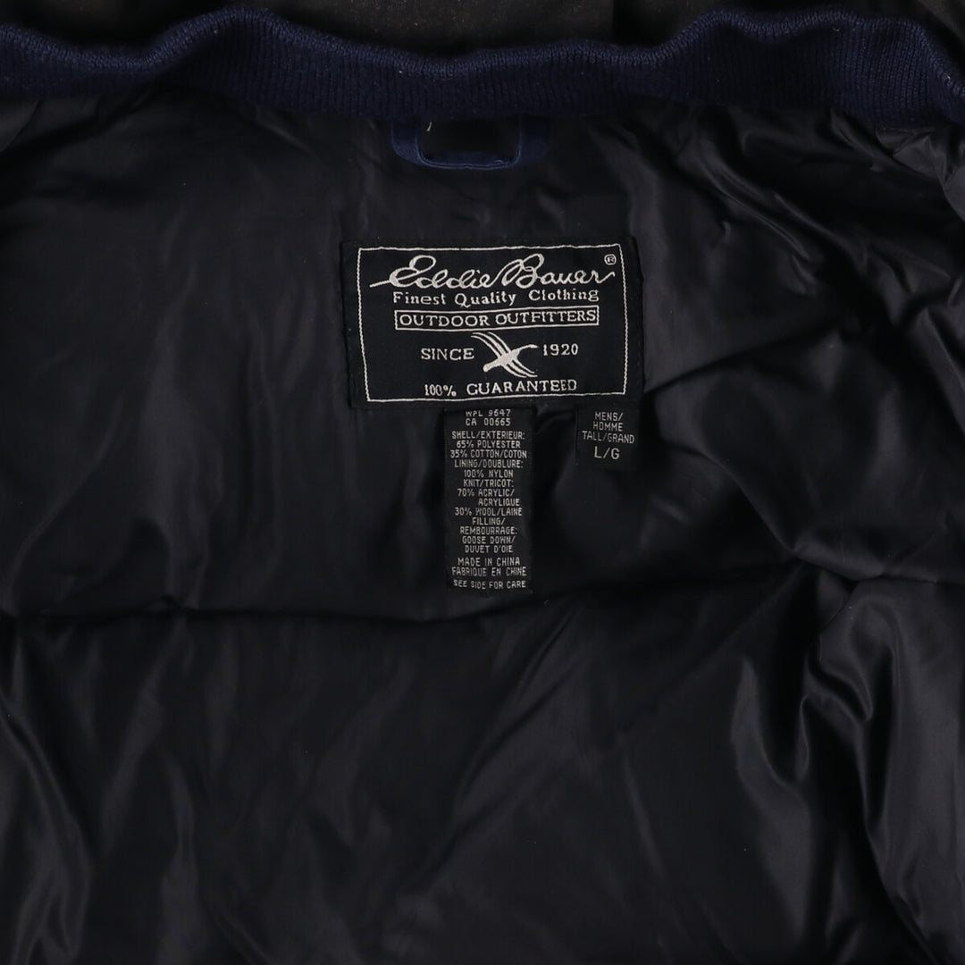 Eddie Bauer Goose Down Parka, Men's Size L polyester navy blue type Vintage Second Hand