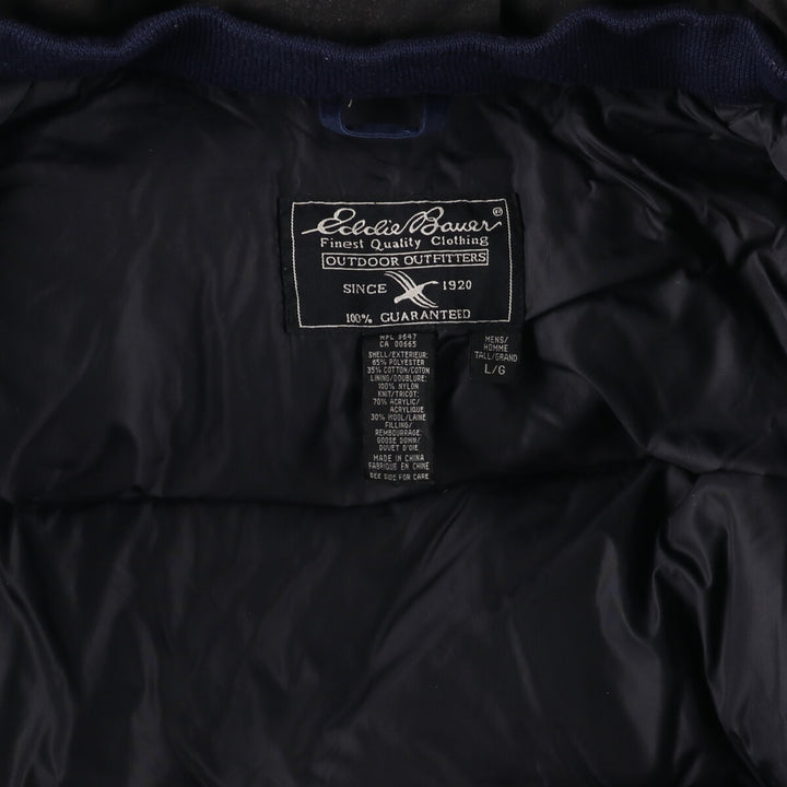 Eddie Bauer Goose Down Parka, Men's Size L polyester navy blue type Vintage Second Hand