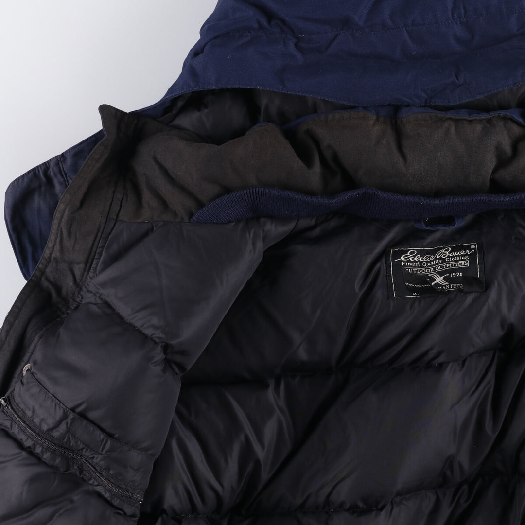 Eddie Bauer Goose Down Parka, Men's Size L polyester navy blue type Vintage Second Hand