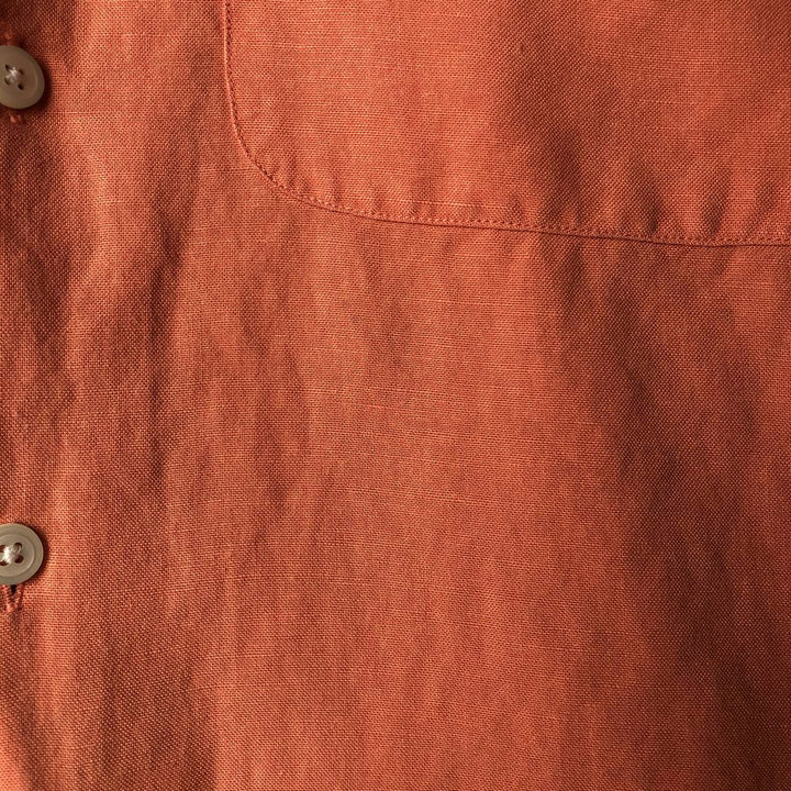 2000'S ~ NAUTICA Short Sleeve Open Collar Rayon and Linen Box Shirt, Men's Size Small linen orange type Vintage Second Hand