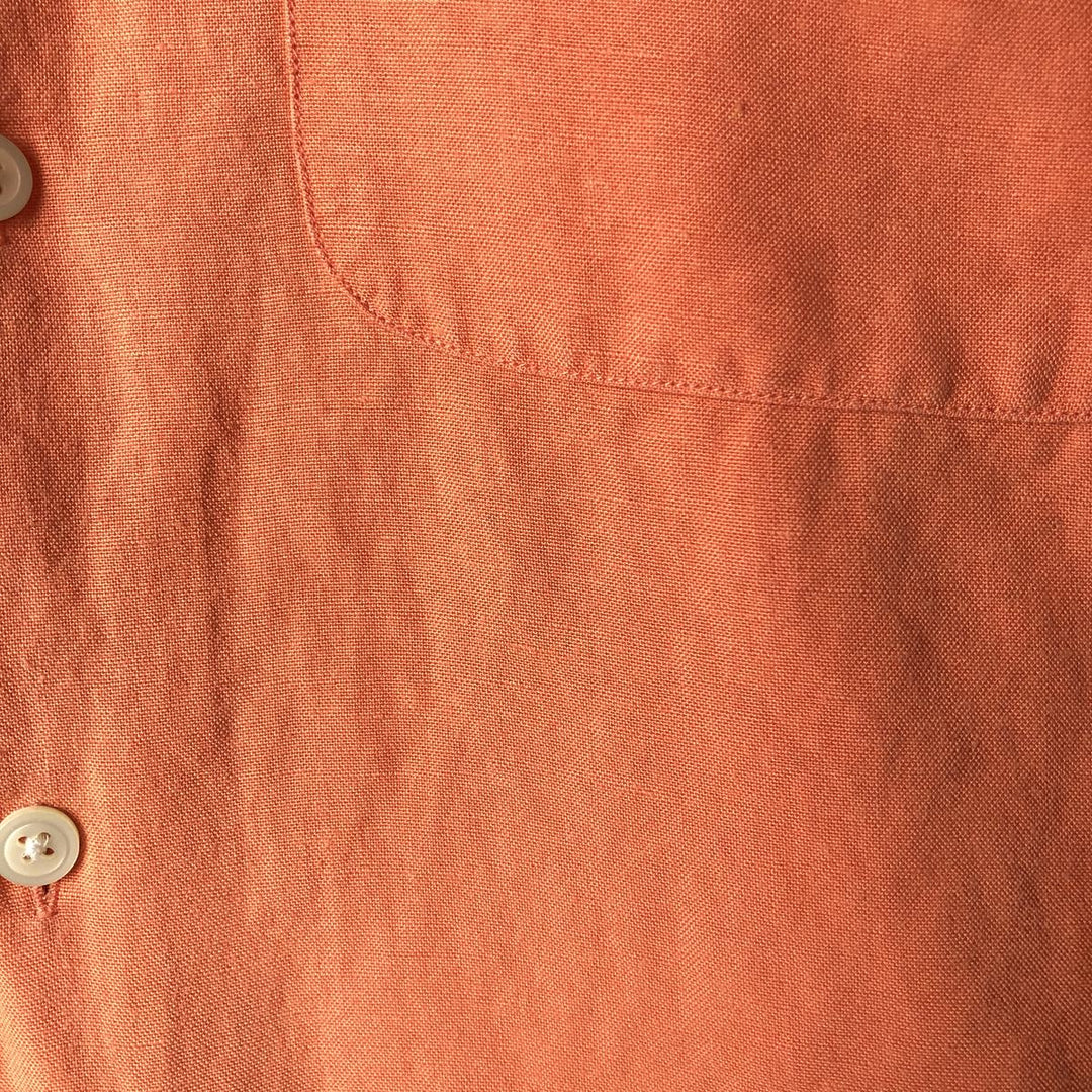 2000'S ~ NAUTICA Short Sleeve Open Collar Rayon and Linen Box Shirt, Men's Size Small linen orange type Vintage Second Hand