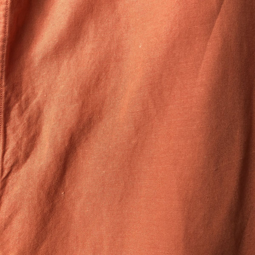 2000'S ~ NAUTICA Short Sleeve Open Collar Rayon and Linen Box Shirt, Men's Size Small linen orange type Vintage Second Hand