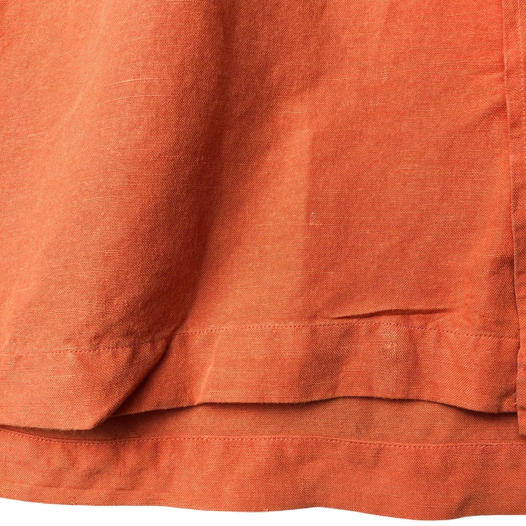 2000'S ~ NAUTICA Short Sleeve Open Collar Rayon and Linen Box Shirt, Men's Size Small linen orange type Vintage Second Hand