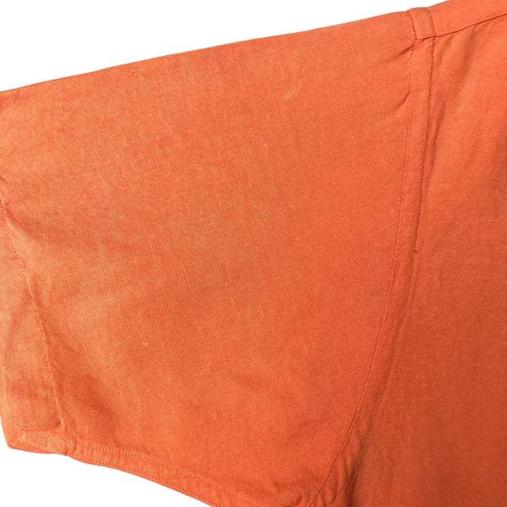 2000'S ~ NAUTICA Short Sleeve Open Collar Rayon and Linen Box Shirt, Men's Size Small linen orange type Vintage Second Hand