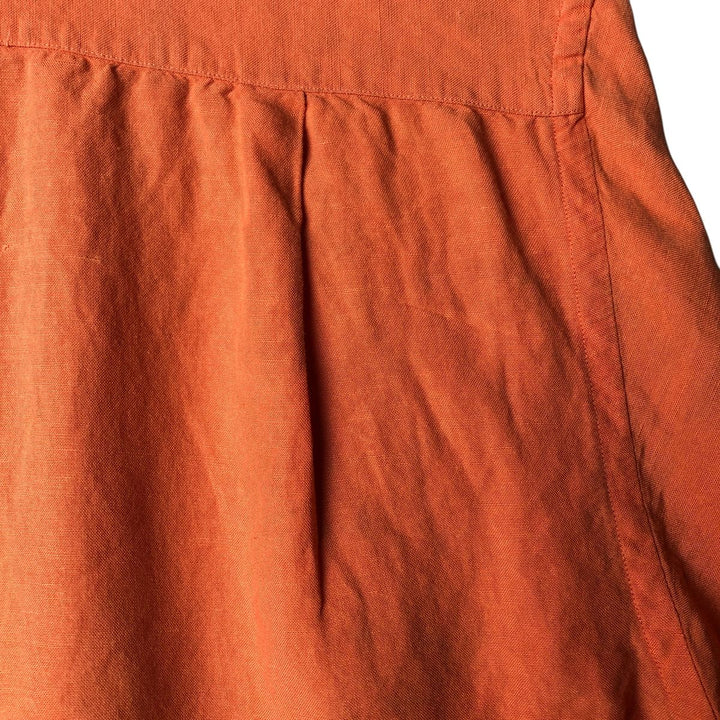 2000'S ~ NAUTICA Short Sleeve Open Collar Rayon and Linen Box Shirt, Men's Size Small linen orange type Vintage Second Hand