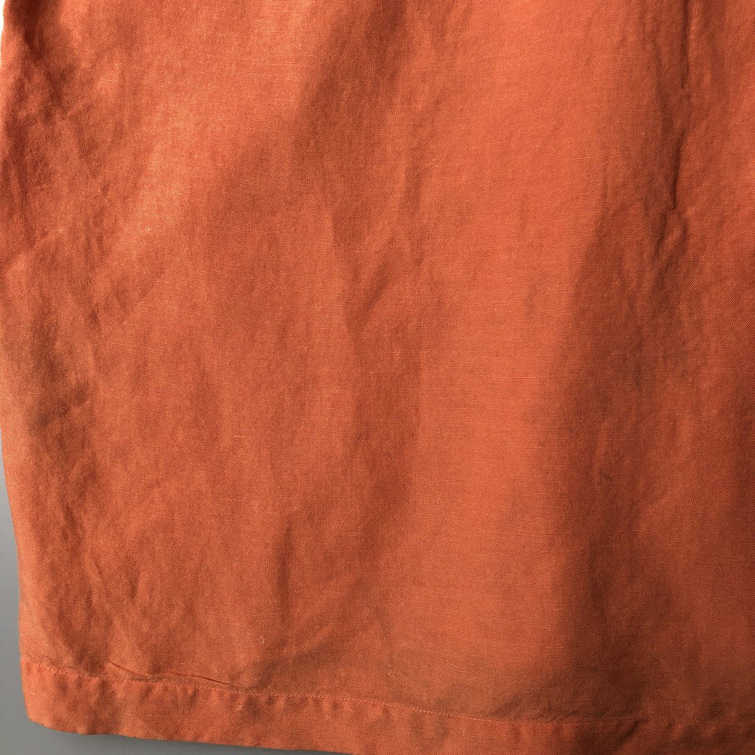 2000'S ~ NAUTICA Short Sleeve Open Collar Rayon and Linen Box Shirt, Men's Size Small linen orange type Vintage Second Hand