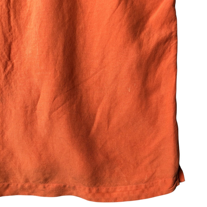 2000'S ~ NAUTICA Short Sleeve Open Collar Rayon and Linen Box Shirt, Men's Size Small linen orange type Vintage Second Hand