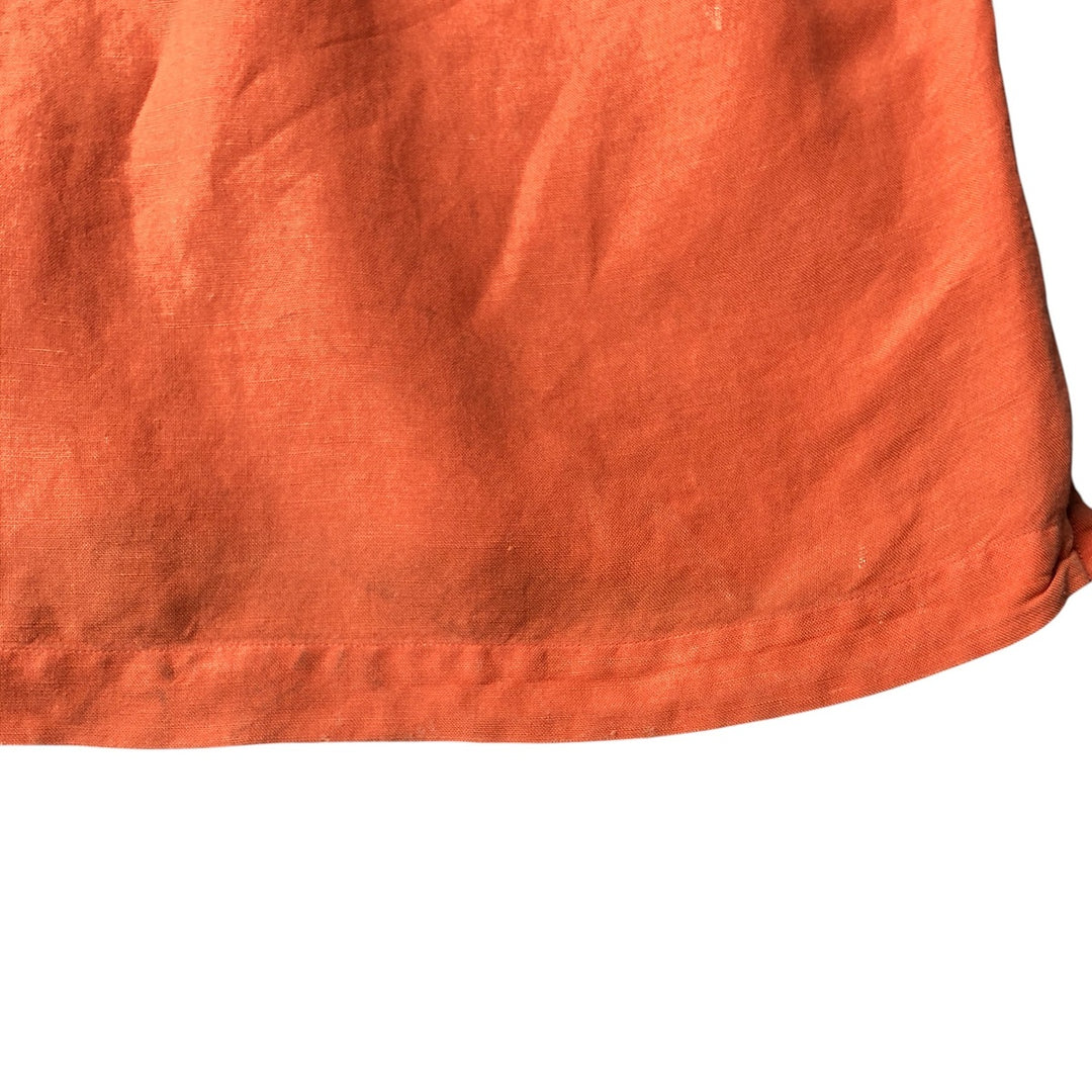 2000'S ~ NAUTICA Short Sleeve Open Collar Rayon and Linen Box Shirt, Men's Size Small linen orange type Vintage Second Hand