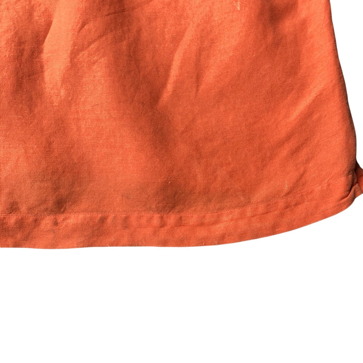 2000'S ~ NAUTICA Short Sleeve Open Collar Rayon and Linen Box Shirt, Men's Size Small linen orange type Vintage Second Hand