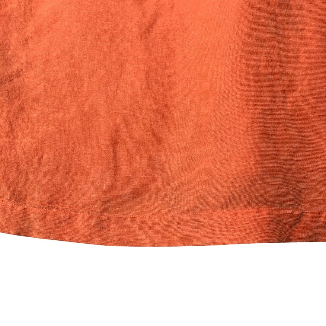 2000'S ~ NAUTICA Short Sleeve Open Collar Rayon and Linen Box Shirt, Men's Size Small linen orange type Vintage Second Hand