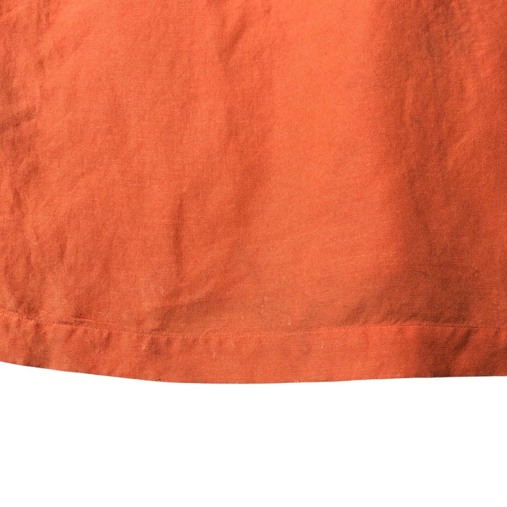 2000'S ~ NAUTICA Short Sleeve Open Collar Rayon and Linen Box Shirt, Men's Size Small linen orange type Vintage Second Hand