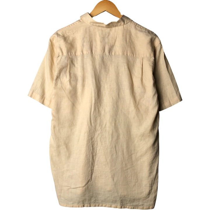 BRUNO WASHABLE LINEN Short Sleeve Open Collar Linen Shirt, Men's Size M linen Beige type Vintage Second Hand