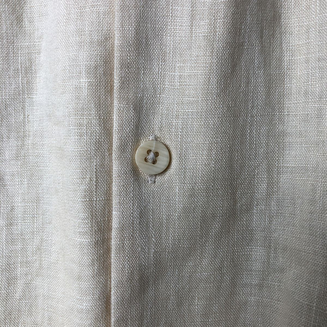BRUNO WASHABLE LINEN Short Sleeve Open Collar Linen Shirt, Men's Size M linen Beige type Vintage Second Hand