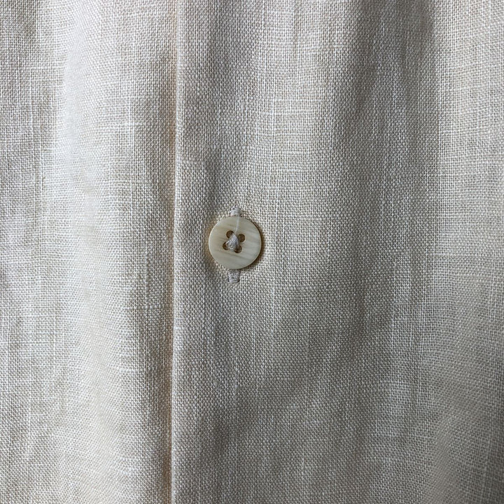 BRUNO WASHABLE LINEN Short Sleeve Open Collar Linen Shirt, Men's Size M linen Beige type Vintage Second Hand
