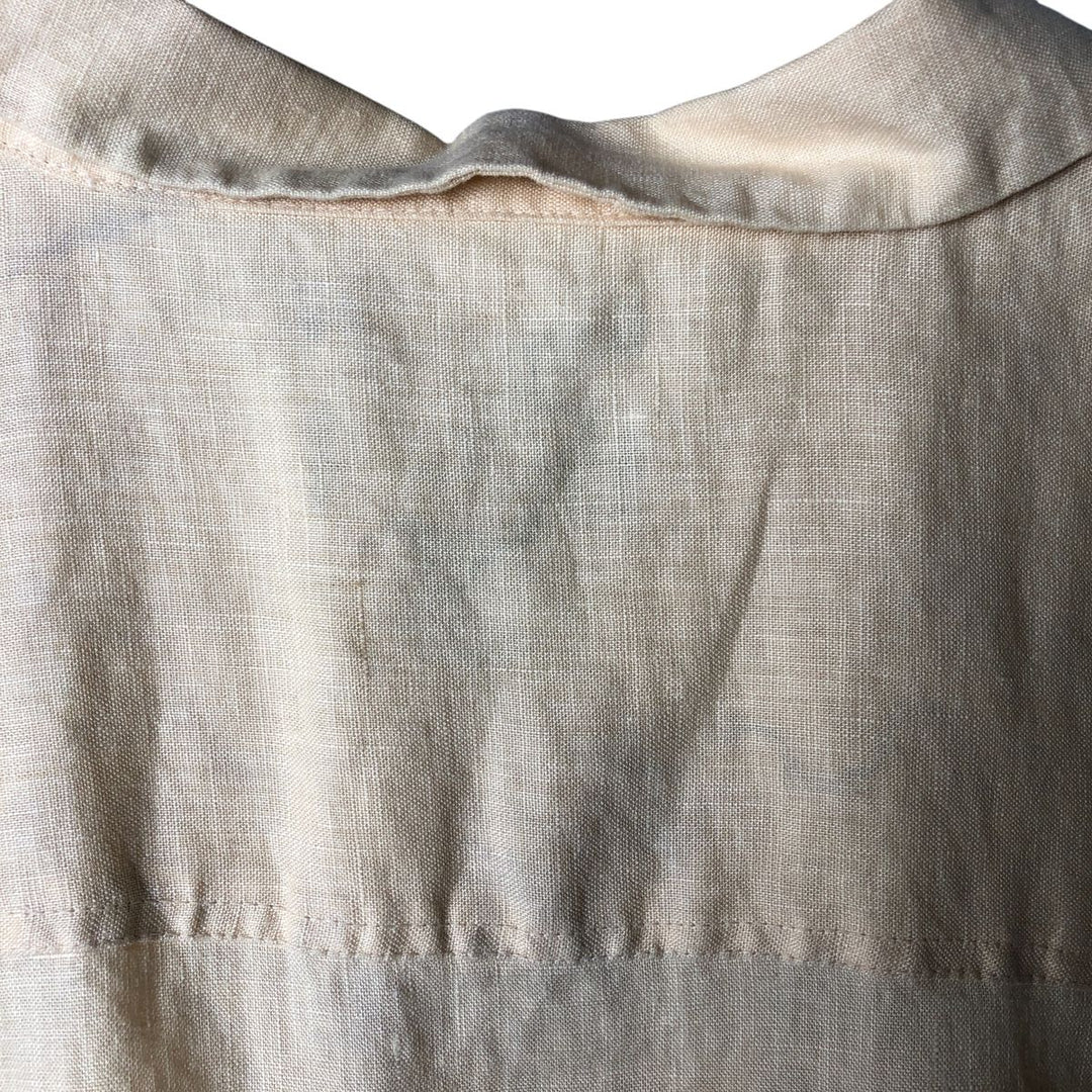 BRUNO WASHABLE LINEN Short Sleeve Open Collar Linen Shirt, Men's Size M linen Beige type Vintage Second Hand