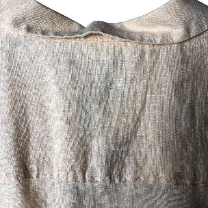 BRUNO WASHABLE LINEN Short Sleeve Open Collar Linen Shirt, Men's Size M linen Beige type Vintage Second Hand