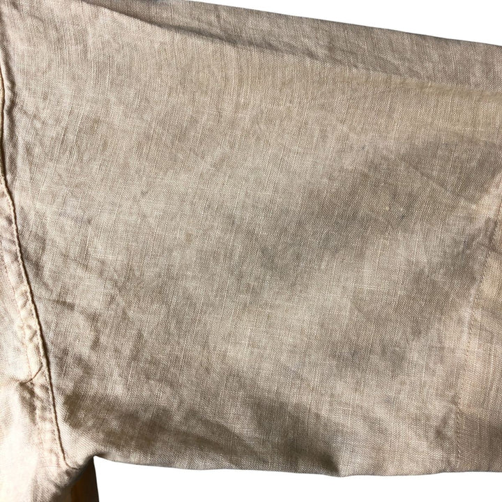 BRUNO WASHABLE LINEN Short Sleeve Open Collar Linen Shirt, Men's Size M linen Beige type Vintage Second Hand