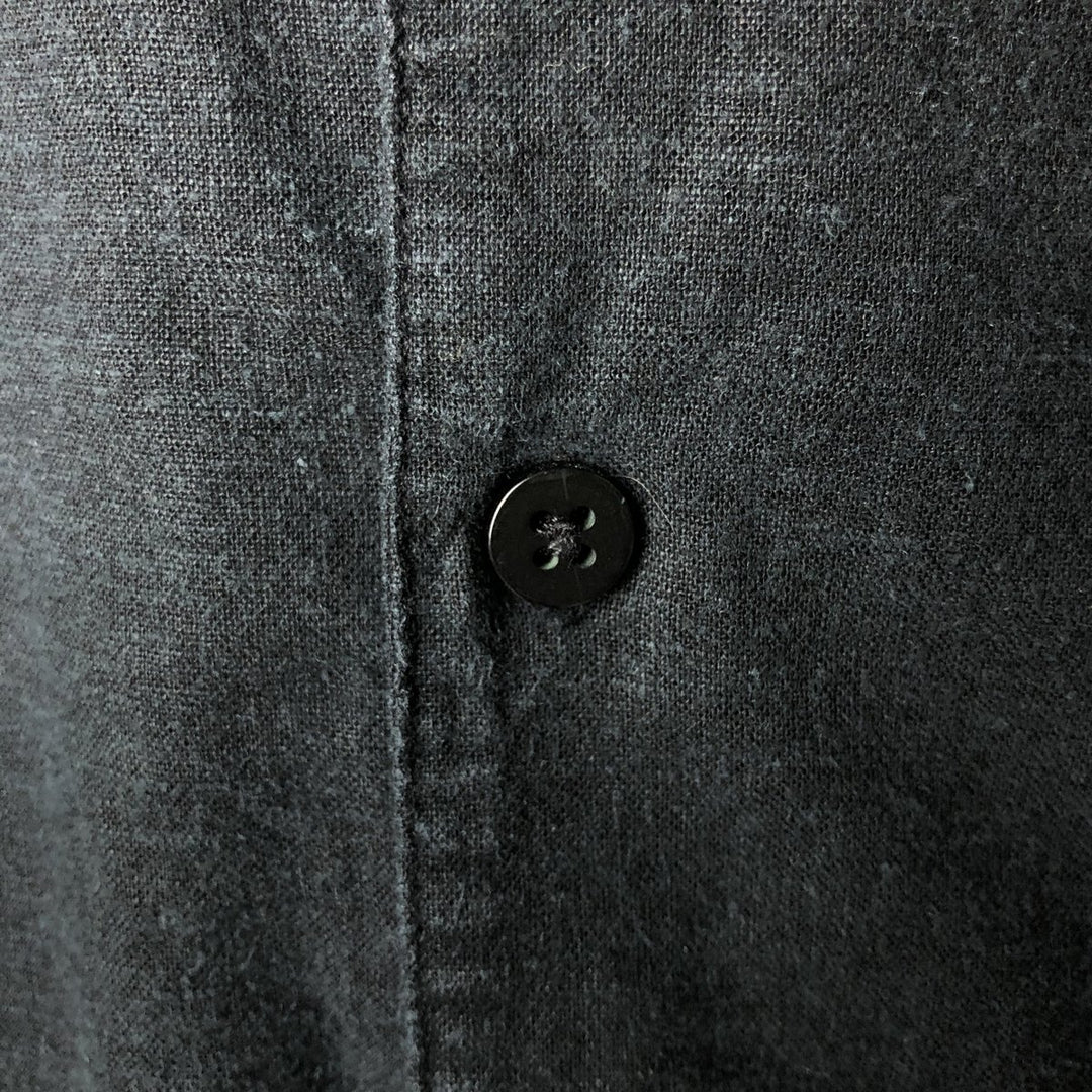 Haggar Washable Linen Two-Tone Short Sleeve Open Collar Rayon and Linen Box Shirt, Men's Size Medium linen black type Vintage Second Hand