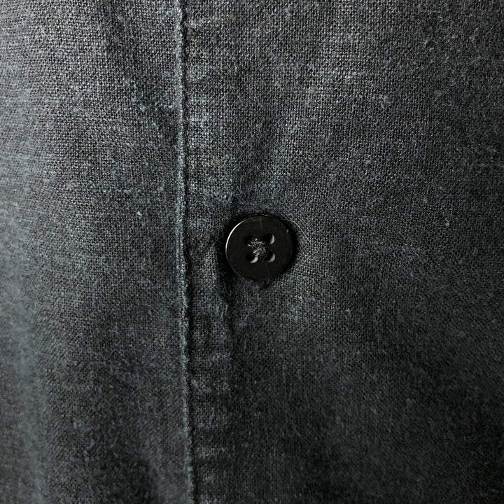 Haggar Washable Linen Two-Tone Short Sleeve Open Collar Rayon and Linen Box Shirt, Men's Size Medium linen black type Vintage Second Hand