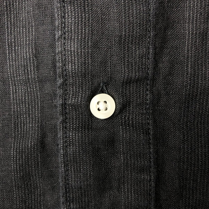 2000'S Banana Republic Stripe Pattern Short Sleeve Open Collar Linen Shirt, Men's Size M linen black type Vintage Second Hand