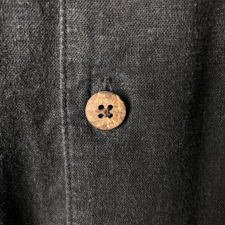 Haggar Short Sleeve Open Collar Linen Box Shirt, Men's XL linen black type Vintage Second Hand