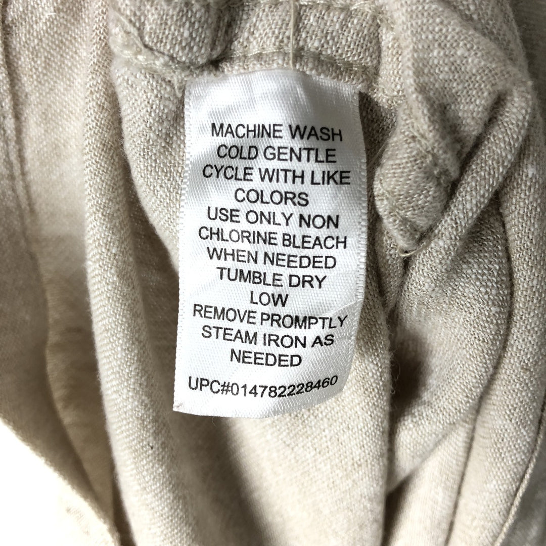 Haggar Short Sleeve Open Collar Linen Box Shirt, Men's XL linen Beige type Vintage Second Hand
