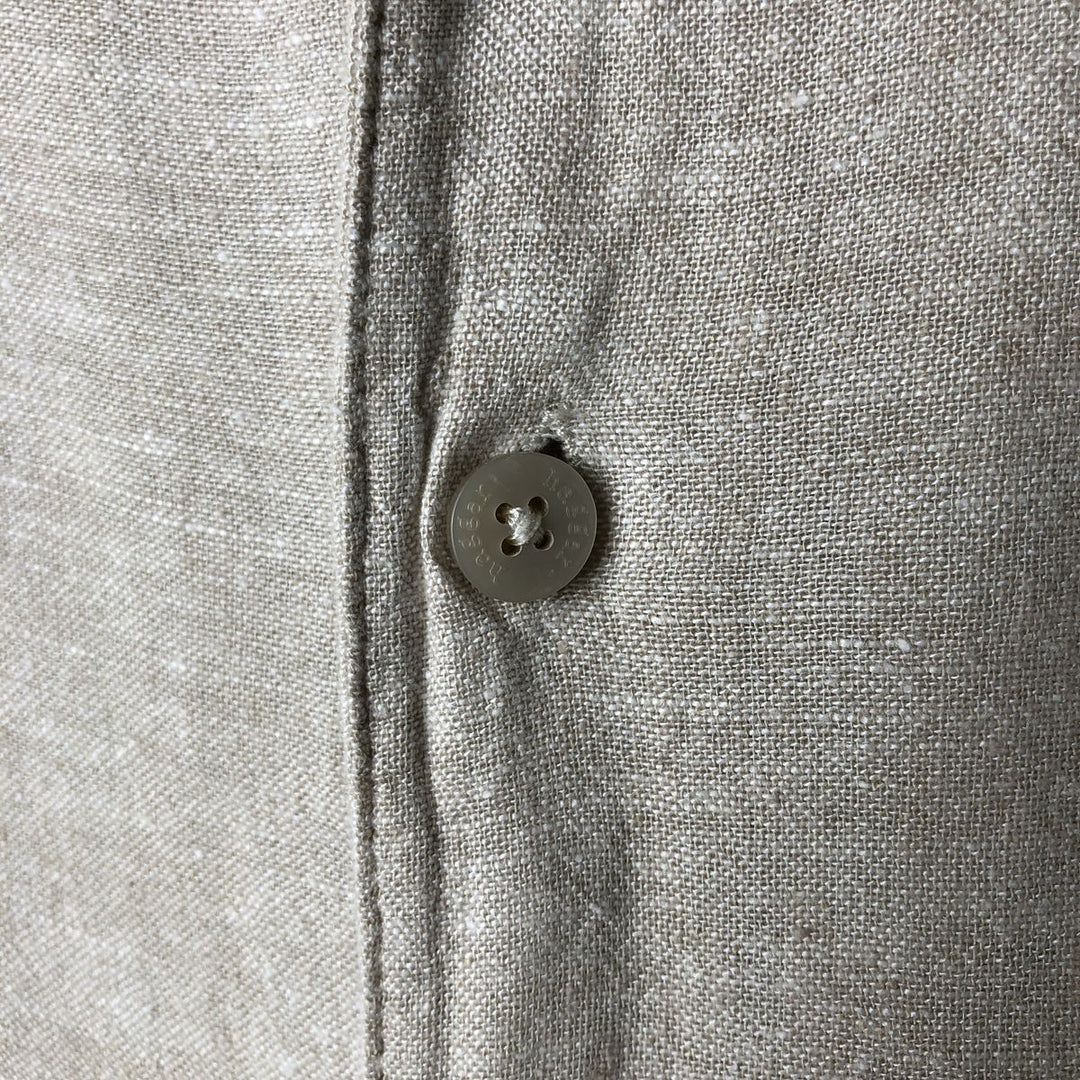 Haggar Short Sleeve Open Collar Linen Box Shirt, Men's XL linen Beige type Vintage Second Hand