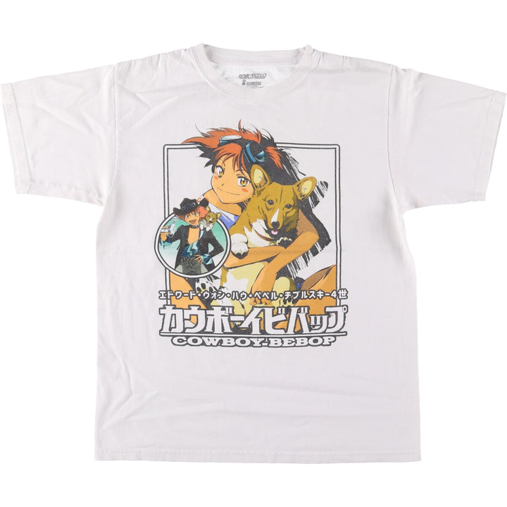 Cowboy Bebop Edward Wong-Hau Peper Tibulski IV Anime Character Print T-Shirt Men's Size M cotton white type Vintage Second Hand