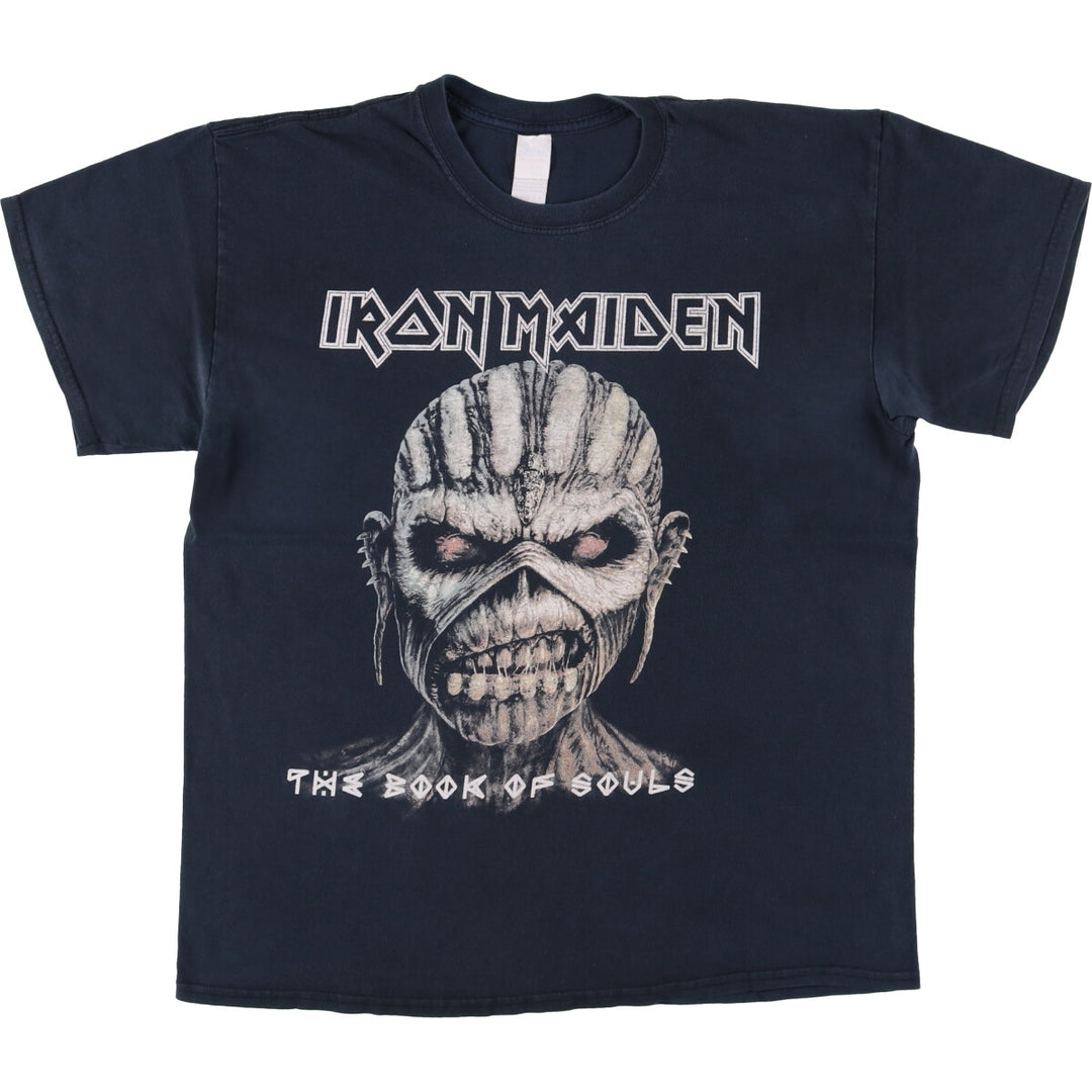 00'S Gildan Iron Maiden Band T-shirt, Men's L size cotton black type Vintage Second Hand