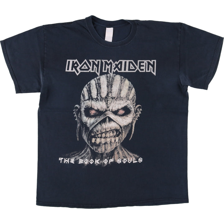 00'S Gildan Iron Maiden Band T-shirt, Men's L size cotton black type Vintage Second Hand