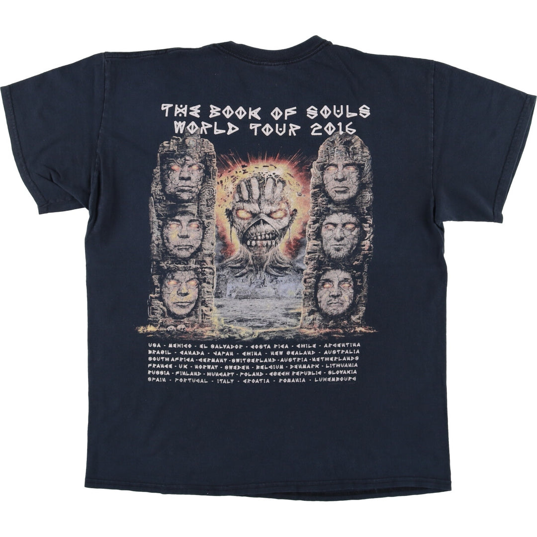 00'S Gildan Iron Maiden Band T-shirt, Men's L size cotton black type Vintage Second Hand