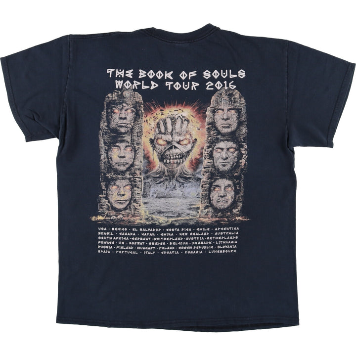 00'S Gildan Iron Maiden Band T-shirt, Men's L size cotton black type Vintage Second Hand