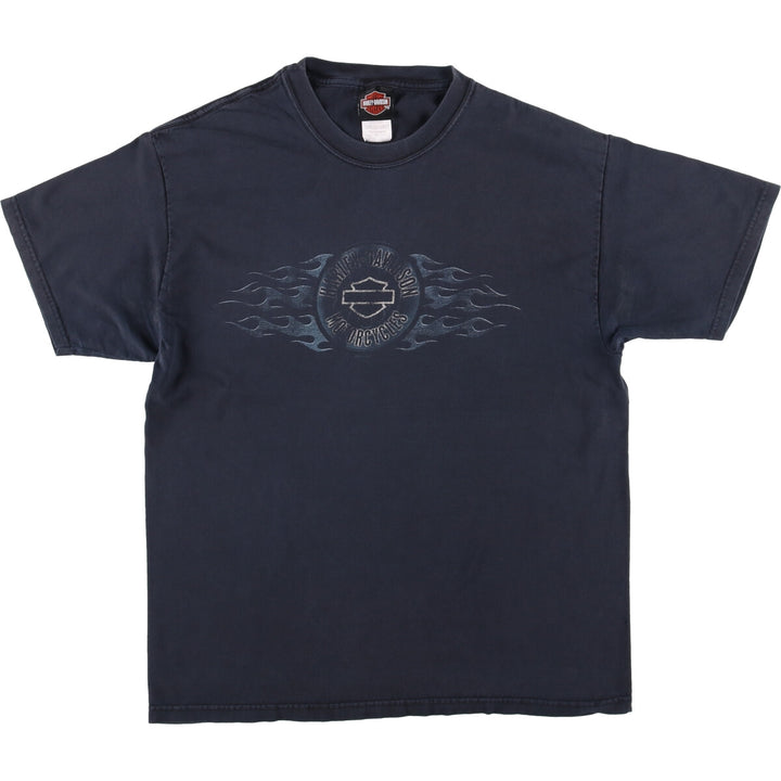 00'S Harley-Davidson Motorcycle Bike T-shirt Made in USA Men's L size cotton black type Vintage Second Hand