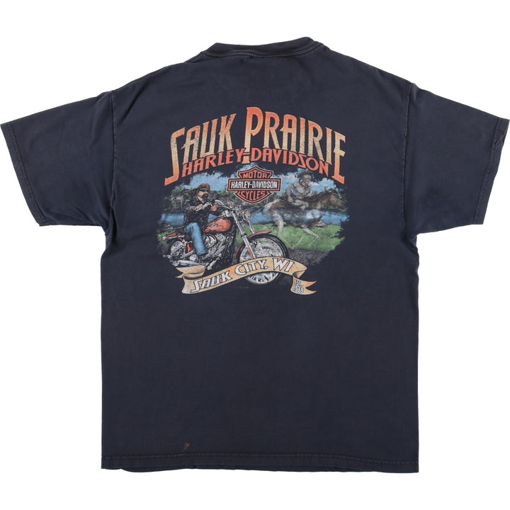 00'S Harley-Davidson Motorcycle Bike T-shirt Made in USA Men's L size cotton black type Vintage Second Hand