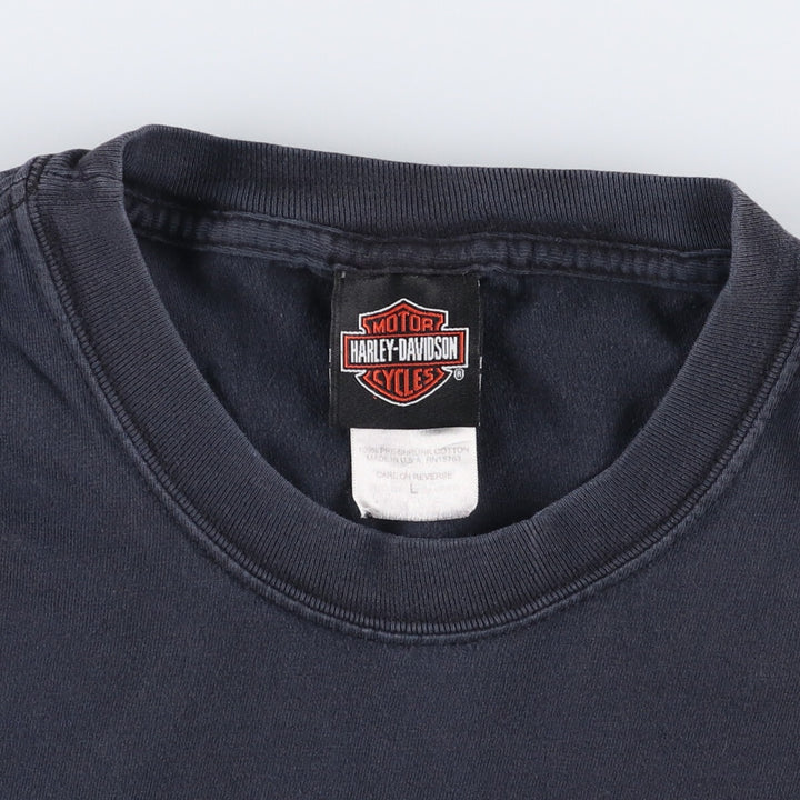 00'S Harley-Davidson Motorcycle Bike T-shirt Made in USA Men's L size cotton black type Vintage Second Hand