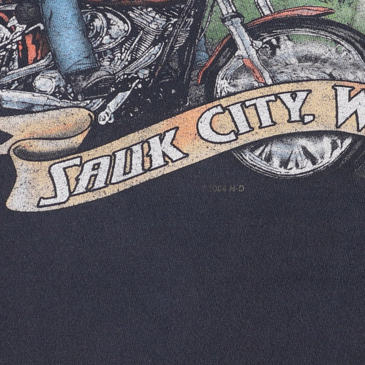 00'S Harley-Davidson Motorcycle Bike T-shirt Made in USA Men's L size cotton black type Vintage Second Hand