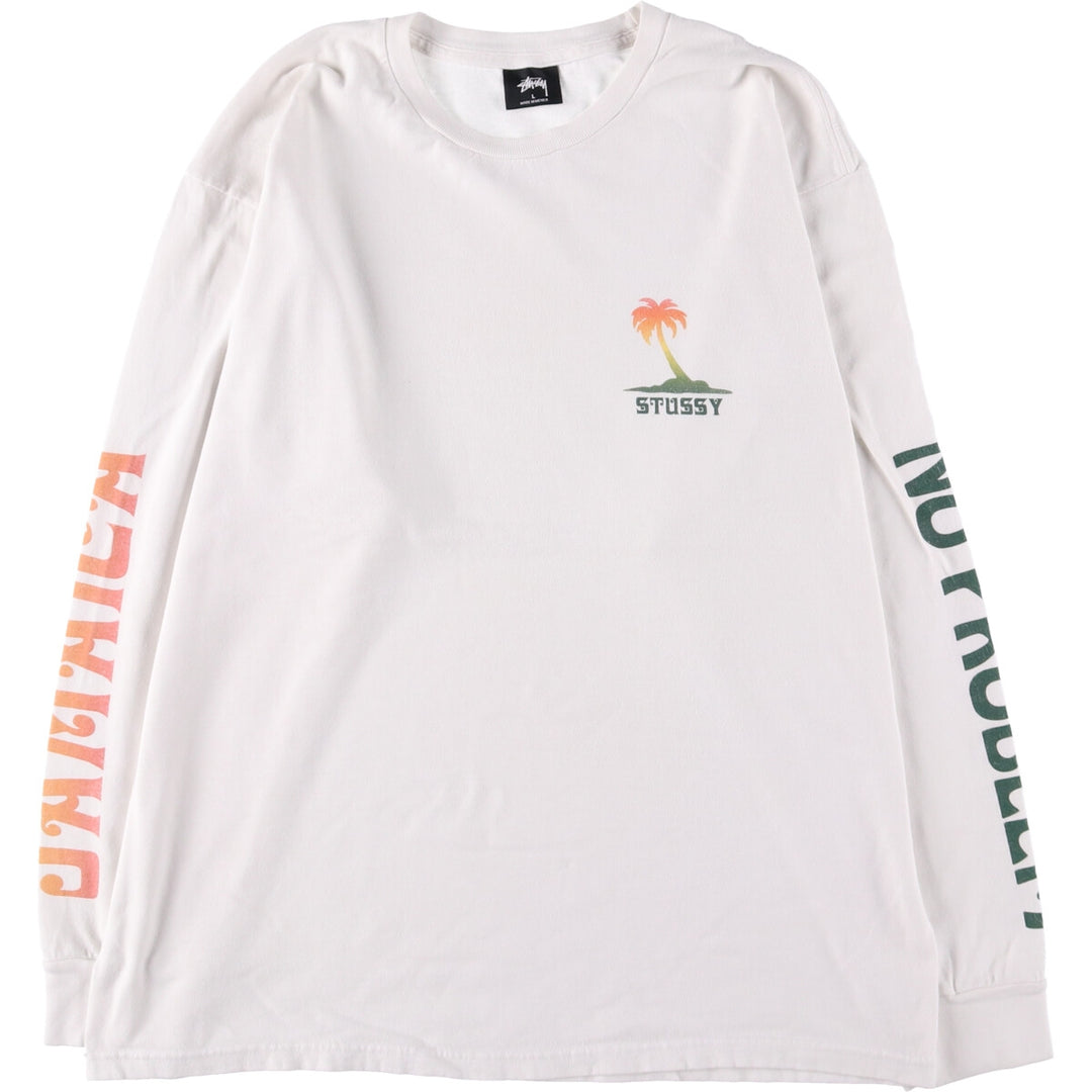 STUSSY Long T-shirt, Men's size L cotton white type Vintage Second Hand