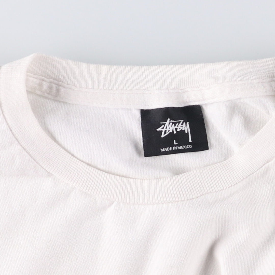 STUSSY Long T-shirt, Men's size L cotton white type Vintage Second Hand