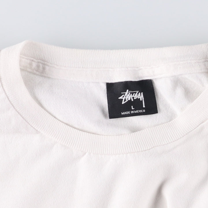 STUSSY Long T-shirt, Men's size L cotton white type Vintage Second Hand