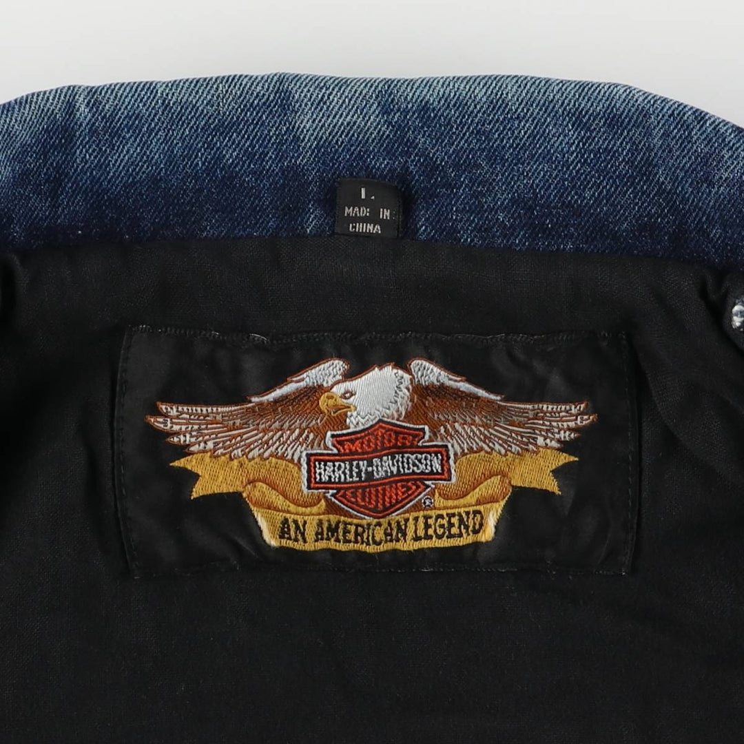 Harley-Davidson denim jacket, double rider jacket, men's size L cotton blue type Vintage Second Hand