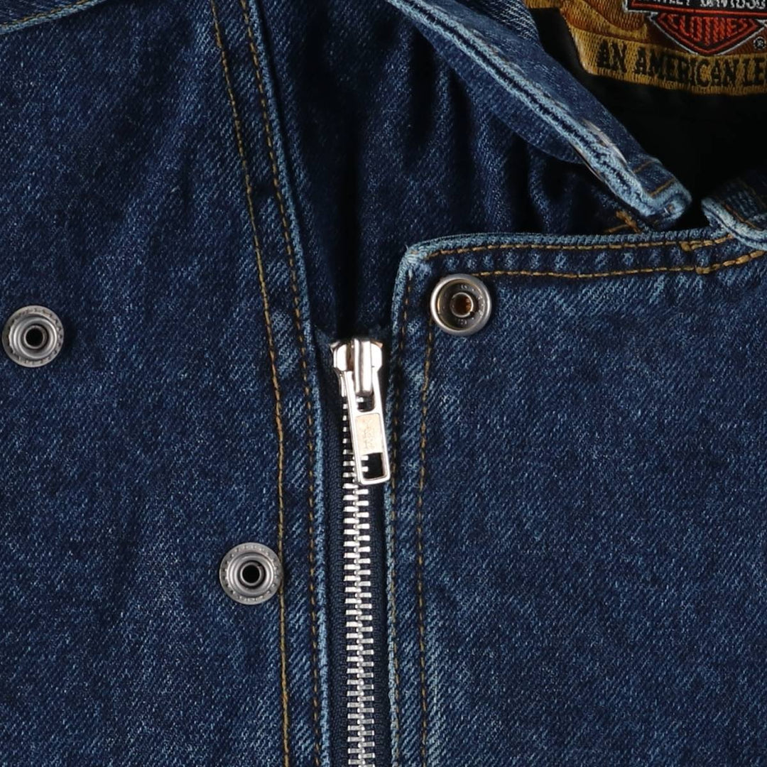Harley-Davidson denim jacket, double rider jacket, men's size L cotton blue type Vintage Second Hand