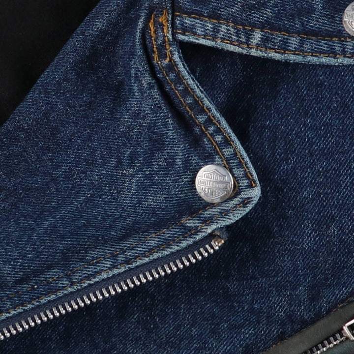 Harley-Davidson denim jacket, double rider jacket, men's size L cotton blue type Vintage Second Hand