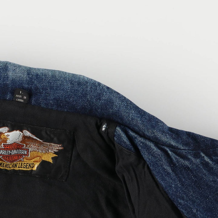 Harley-Davidson denim jacket, double rider jacket, men's size L cotton blue type Vintage Second Hand