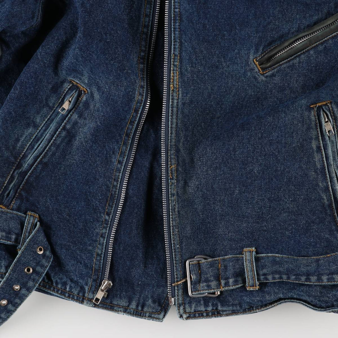 Harley-Davidson denim jacket, double rider jacket, men's size L cotton blue type Vintage Second Hand