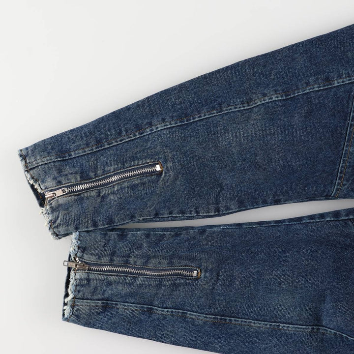 Harley-Davidson denim jacket, double rider jacket, men's size L cotton blue type Vintage Second Hand